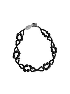 LC Black Beaded Bracelet Dainty Open Flex Design